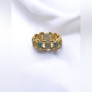 Elegant Gold and Blue Women's Ring 9